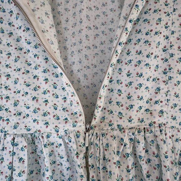 Vintage Blue Ditsy Floral Prairie Dress Large - Picture 9 of 10